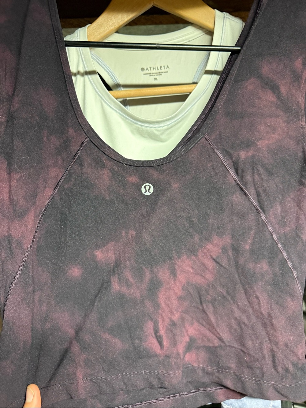 lululemon athletica Women's Tie-Dye Cropped low back long sleeve - Plum and Pink